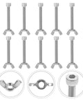 10 Pairs Stainless Steel Machine Screws And Nuts With Butterfly Wing Bolts For Home Decor And Office Repairs, Durable Silver Fastener Kit