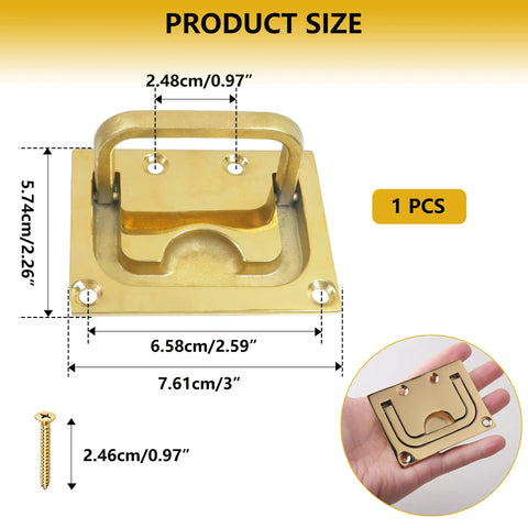 Gold Finish Flush Ring Pull Handle for Marine Boat Hatch Latch 316 Stainless Steel Low Profile Recessed Door Pull with dimensions