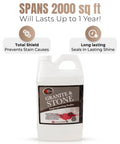 64 Oz Impregnating Stone Sealer All In One With Stain Guard For Granite Marble Quartzite Tile And Grout Protects Against Oil Water Wine Grease Without Altering Natural Look Indoor And Outdoor Use Coverage Up To 2000 Sq Ft displayed on a white background