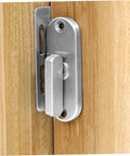 Stainless Steel Sliding Door Lock Latch Privacy Bolt With Countersink Design for barn doors, installed view on wooden door.