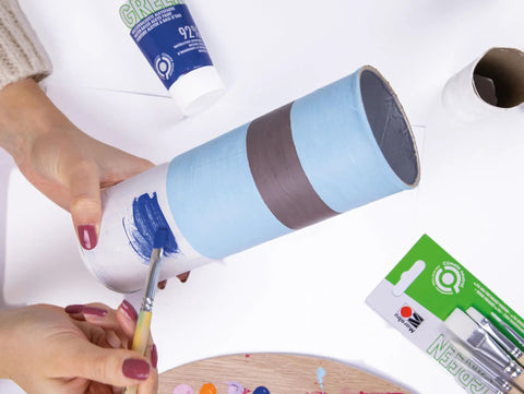 Painting a cardboard tube with blue paint; Gold Metallic Water Based Alkyd Paint Matte Finish 100 Ml Weatherproof After 24 Hours