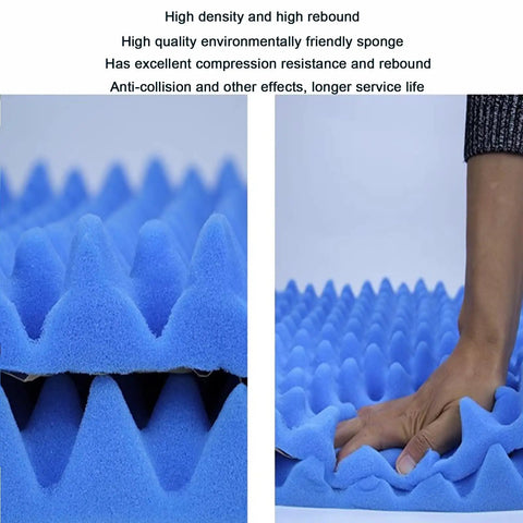 Self Adhesive Soundproof Foam Panels Tame Room Echo With This High Density Egg Crate Acoustic Padding Roll showing texture and density.