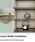 Straight Up Rock Solid Three Piece Metal Gallery Rails With Fresh Bronze Spindles And Heavy Duty Brackets For 22 Inch Replacement Shelf Guard Rods Tight Display Rack installation on display shelf with gray and bronze metal rods.