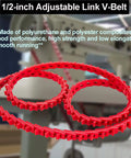 Adjustable 1/2 Inch V Belt with 5 Foot Length Type A Link Belt for lathes table saws drills; polyurethane and polyester; red color