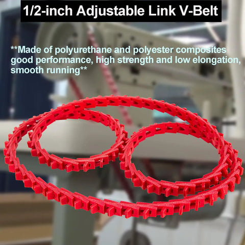 Adjustable 1/2 Inch V Belt with 5 Foot Length Type A Link Belt for lathes table saws drills; polyurethane and polyester; red color