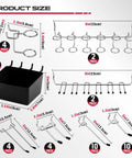 Diagram of 300 Piece Pegboard Hook Set For Garage And Workshop Organization Pro Grade Heavy Duty Durable Hardened Steel Pegboard Accessories sizes.