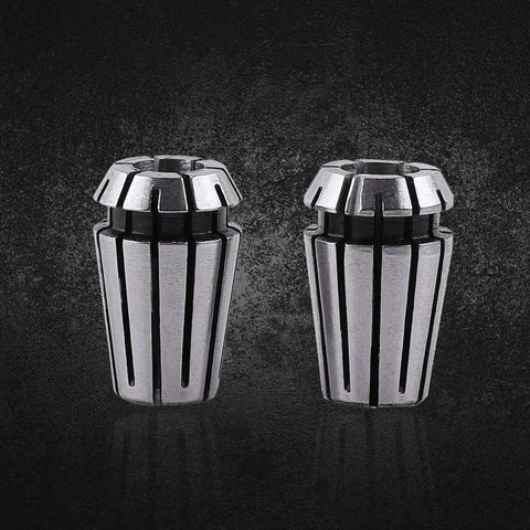 Two ER11 collets from 15-Piece Collet Set for CNC Milling and Lathe Tools, heavy-duty and precision-ground for minimal runout.