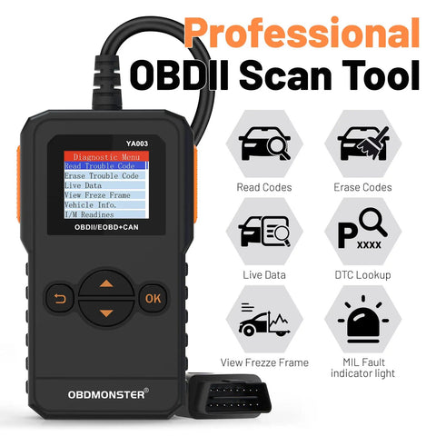 Universal OBD II Scanner for All Cars, Engine Fault Code Reader and CAN Diagnostic Tool, Reads Live Data, Clears Codes