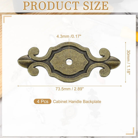 4 Pack Cabinet Handle Backplates 2-7/8 Inch Zinc Alloy with 5/32 Inch Single Hole Vintage Bronze Finish