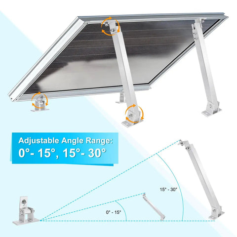 Adjustable Solar Panel Tilt Mount Brackets Kit Aluminum Alloy For Roof RV Boat Wall And Off Grid Camping Fits 50W To 400W Panels