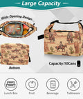 Cowboy Themed Lunch Bag Insulated Tote With Big Capacity For Work, Picnics, And Camping, showing interior and exterior design