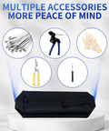 Heavy Duty Stainless Steel Cable Tie Gun Kit With 100 Self Locking Zip Ties, Metal Tie Wrap Gun, and accessories on display