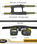 Heavy Duty Tool Belt With 20-Pocket Framer Vest, Yoke-Style Suspenders And Apron Combo dimensions illustration