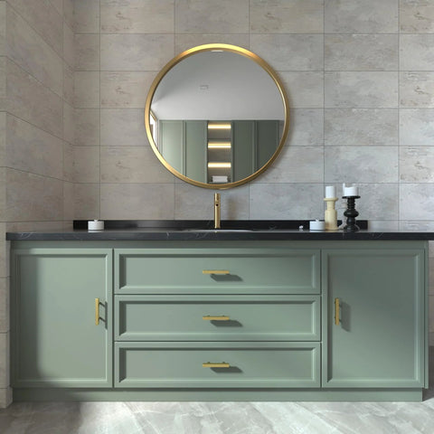 20 Pack Gold Cabinet Handles And Drawer Pulls In Brushed Brass Finish For Kitchen Cupboards And Dressers on green vanity
