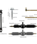 Rear Axle Shaft Assembly Kit 740mm 29 1/8in With 4.10-6 Tire includes steering gear rack shaft dimensions in millimeters