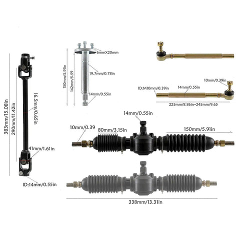 Rear Axle Shaft Assembly Kit 740mm 29 1/8in With 4.10-6 Tire includes steering gear rack shaft dimensions in millimeters