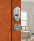 Keyless Entry Electronic Touchpad Deadbolt And Passage Knob Combo Satin Nickel No Fuss Install With 6 User Codes Adjustable Backset