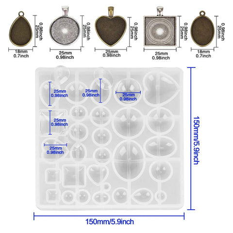 31 Piece Resin Jewelry Making Kit With Flexible Silicone Molds And Versatile Pendant Trays For Side Hustle Crafters Seeking Buttery Smooth Releases In Hearts Round Square Teardrops And Ovals Shapes