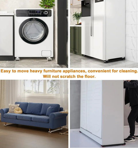 Two Pack Heavy Duty Appliance Rollers under washing machine, refrigerator, and sofa, adjustable 20.3 to 32.3 inches, 2 inch width.