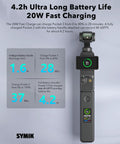 Intelligent Battery For DJI Osmo Pocket 4 Pro And Pocket 3 With 20W Fast Charge showing charging stats and LCD display