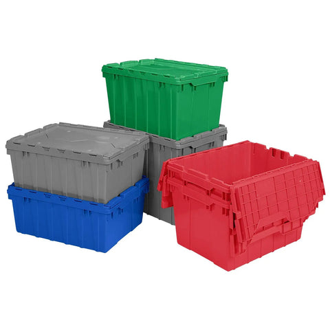 Heavy Duty Plastic Storage Totes With Hinged Flip Top Lids Blue 21.5 X 15 X 17 Inch Stackable 3 Pack For Gear Boots Camping Food Boat Supplies Home Garage Organization