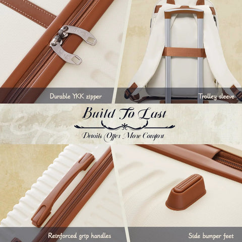 Detailed view of Three Piece Luggage Set With 20 Inch Carry On, Backpack Or Duffel Option, TSA Lock featuring zippers, trolley sleeve, handles