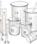 Glass Beaker And Graduated Cylinder Kit With Stirring Rod, Borosilicate Lab Glassware Set For Science Class And Home Experiments