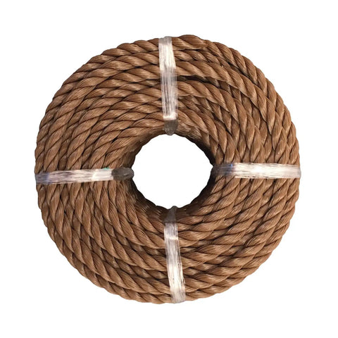 Coiled Workhorse Polypropylene Rope For Outdoor Use And DIY Projects, Heavy Duty Yet Lightweight, Half Inch By 50 Feet, Brown Twine
