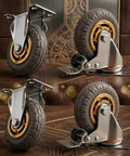 3 Inch Heavy Duty Caster Wheels Set Of Four, Premium Rubber Casters With Total Lock Brakes, Beefy Steel Plates for smooth rolling.