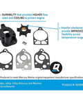 Upper Water Pump Repair Kit For Older Mercury And Mariner 40 To 70 HP 2 Cycle Outboards 7 Piece Set with gaskets and parts