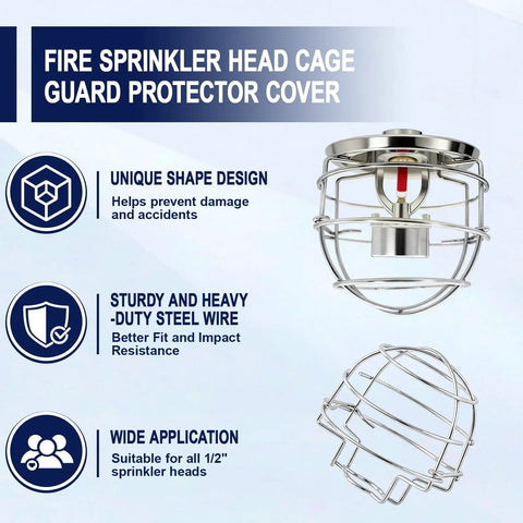 Heavy Duty Fire Sprinkler Head Guard Covers 8 Pack Compatible With One Half Recessed Ceiling And Sidewall Sprinklers solid steel protector cover for 1/2 inch heads.