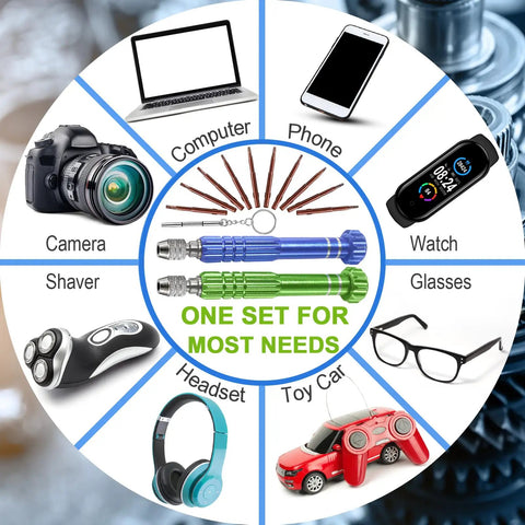 Must Have Handy Eyeglasses Screwdriver Kit 13 In 1 Magnetic Bits Set for electronics like cameras, laptops, and phones