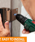 Heavy Duty Door Reinforcement Lock For Home Security With 3 Inch Stop And 800 Pound Force Kid Safe Childproof being installed