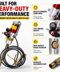 Beefed Up Heavy Duty Fifty To One Air Operated Grease Pump With Sixteen Foot Hose For Twenty To Fifty Five Gallon Pails Industrial Pneumatic