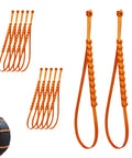 Solid Hella Grip Twelve Piece Car Snow Tire Chains With Spiral Anti Skid Traction Straps are compact orange straps designed for quick installation.