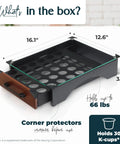 Heavy Duty K Cup Drawer Organizer for Coffee Pods with Solid Steel Real Wood and Tempered Glass Construction, holds 30 pods