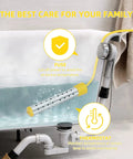 1500W Portable Immersion Water Heater With Digital Lcd Screen And Heavy Duty Stainless Guard showcasing fuse and thermostat features in bathtub.