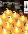 Battery Powered Flickering Flameless Candles With Warm Yellow Glow, Remote Control And 4, 6, 8 Hour Timers, Decorative LED Tealights