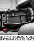 Center Console Organizer Tray For Ford Escape 2020 To 2026 And Bronco Sport 2021 To 2026 ABS Armrest Storage Box Insert in car.