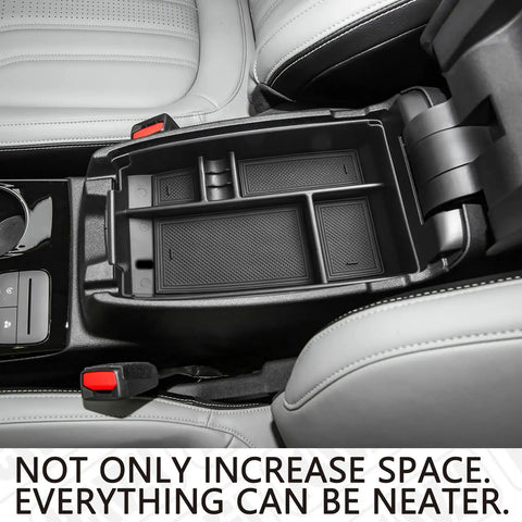 Center Console Organizer Tray For Ford Escape 2020 To 2026 And Bronco Sport 2021 To 2026 ABS Armrest Storage Box Insert in car.
