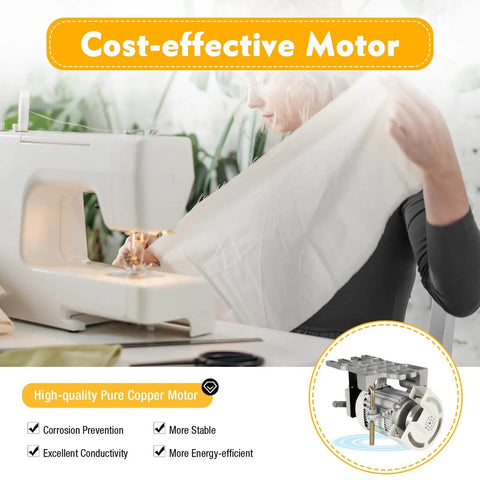 Image of person sewing with a machine, highlighting Electric Brushless Servo Motor With Controller 600W Industrial Sewing Machine