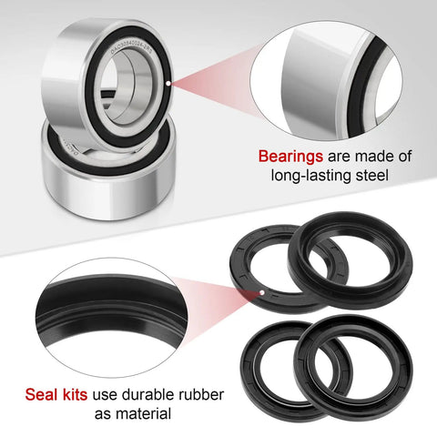 Honda Front Wheel Bearings And Seals Kit for Foreman 400 500 450 Rincon 650 680 Rubicon 500 ATV with long-lasting steel bearings