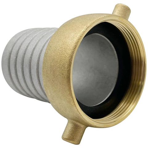 Close-up of 2 Inch Aluminum Pin Lug Hose Shank Fitting Set With 4 Clamps Quick Disconnect Cam Lock Hose Couplings