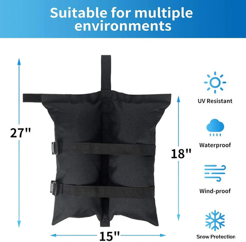 Beefed Up Heavy Duty Canopy Weight Bags Set Of 4 For Instant Outdoor Shelters Up To 45 Lbs Each In 1680D Waterproof Polyester, UV resistant features