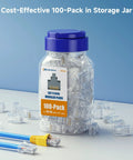 Jar of Cat6 RJ45 Modular Plugs with 50 Micron Gold Plating, 100 pack, for Solid or Stranded UTP Cable, DIY Kit