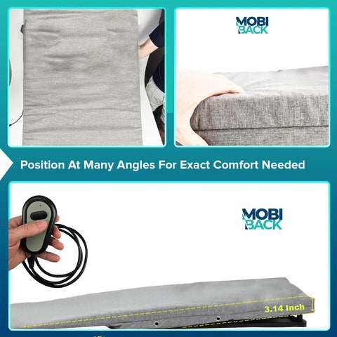 Cool Electric Lifting Backrest For Bed That Lets You Sit Up Easy With Smooth Pump System, showing adjustable positions and remote control.