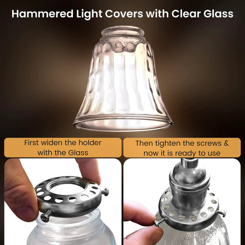 Beveled Glass Ceiling Light Covers For Fans And Fixtures, Replacement Globe Shades 4 Pack installation steps shown