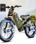 Badass 4000W Dual Motor Electric Mountain Bike For Adults with fat tires and suspension on rugged terrain showing speed display.