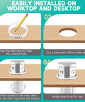 Installation guide for Splash Resistant Pop Up Countertop Outlet With 15W Wireless Charger And Dual USB Ports, showing each step clearly.