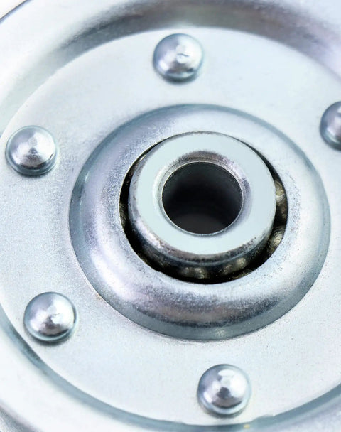Close-up of Extra Heavy Duty Garage Door Pulley, 3 Inch, 200 Lb Capacity, 2 Pack, Industrial Grade, metal with smooth hub holes